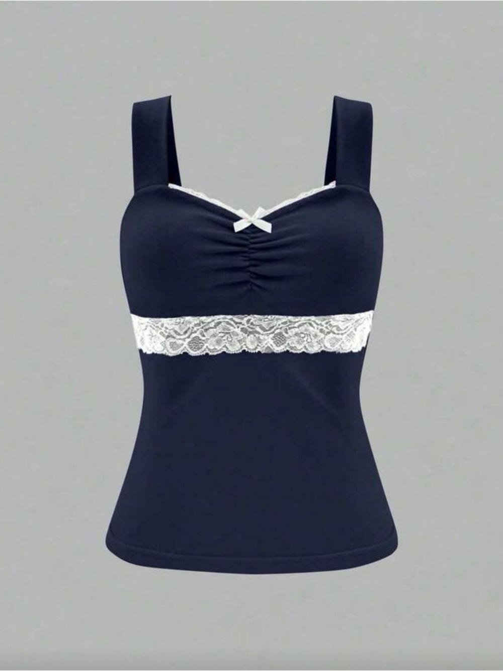 Wet Seal Navy Tank with White Lace Band